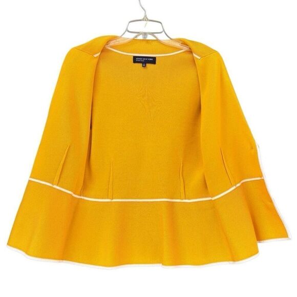 Jones New York Signature Bright Yellow 3/4 Sleeve Stretch Cardigan Women Small - Picture 9 of 10